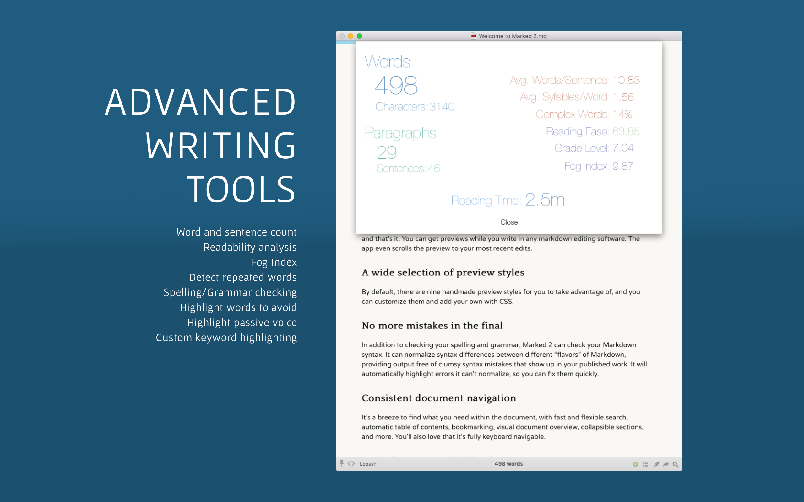 Advanced writing tools.
