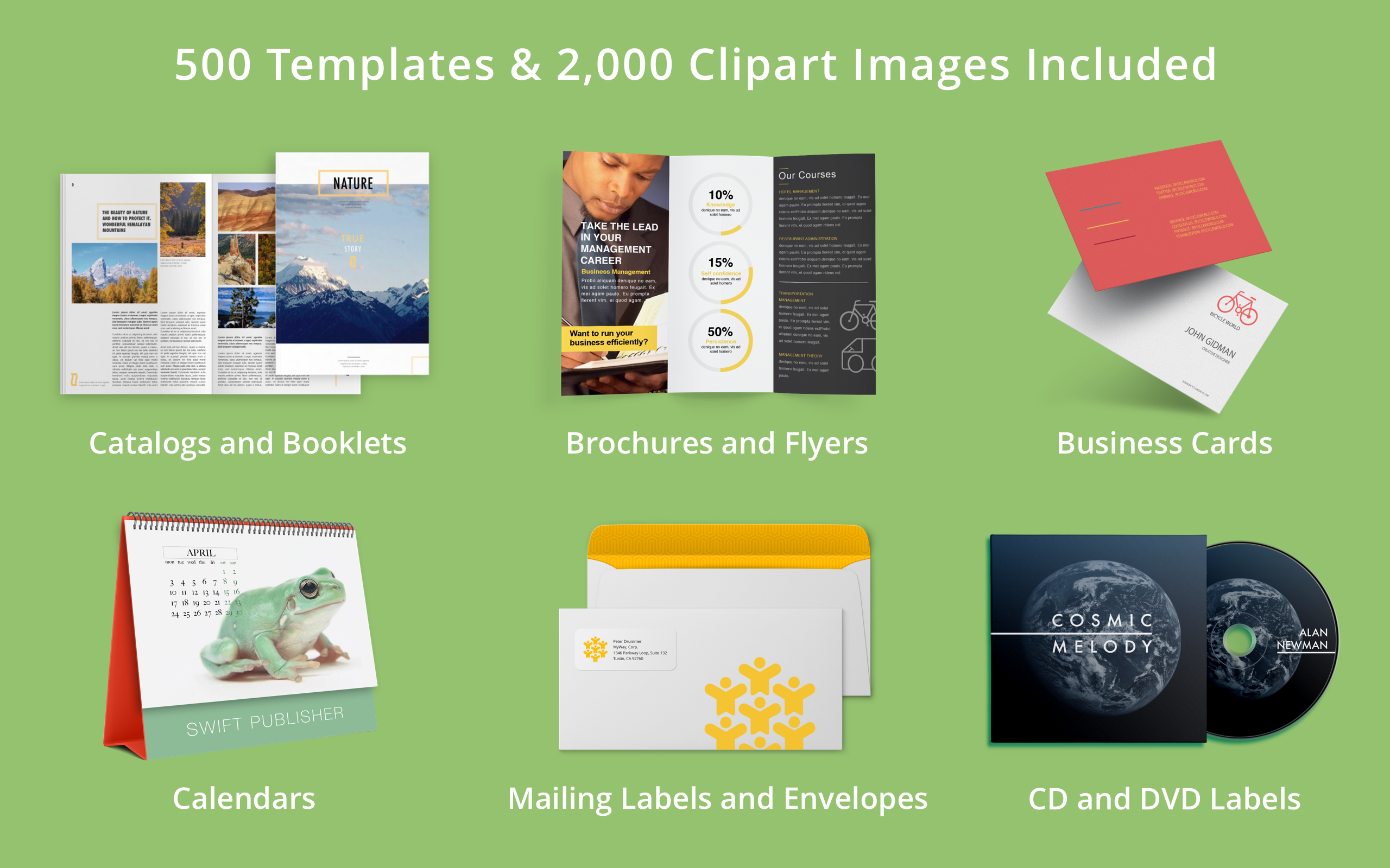 500 Templates & 2,000 Clipart Images Included