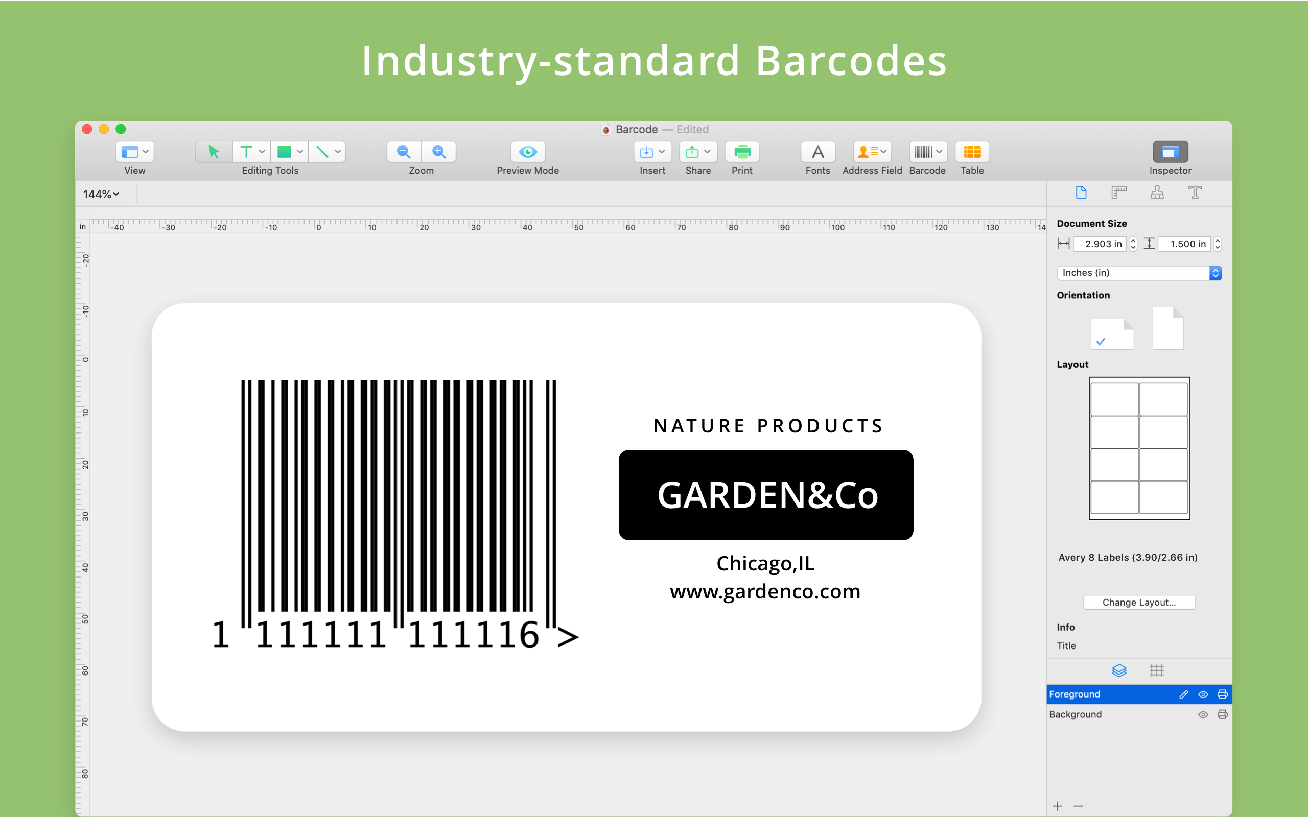 Industry-standard Barcodes