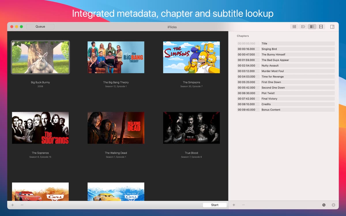 Integrated metadata, chapter and subtitle lookup