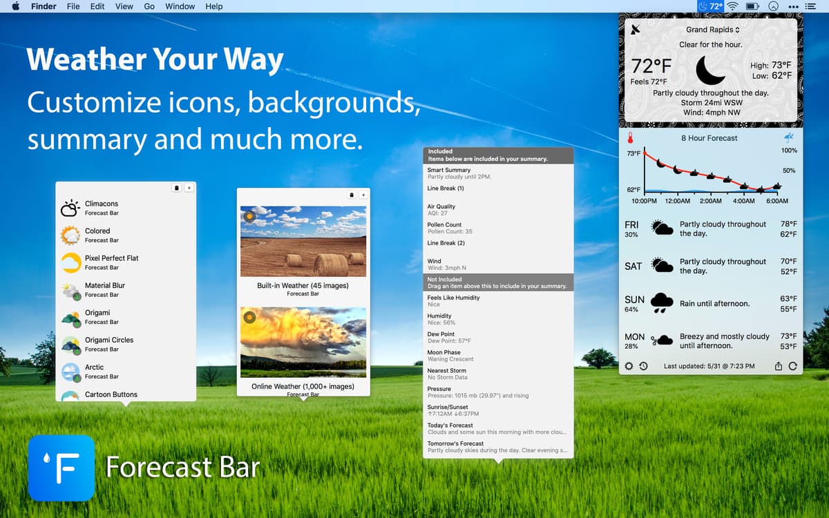 Weather Your Way - Customize icons, backgrounds, summary and much more.