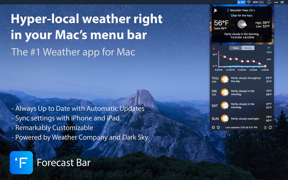 Hyper-local weather right in your Mac's menu bar