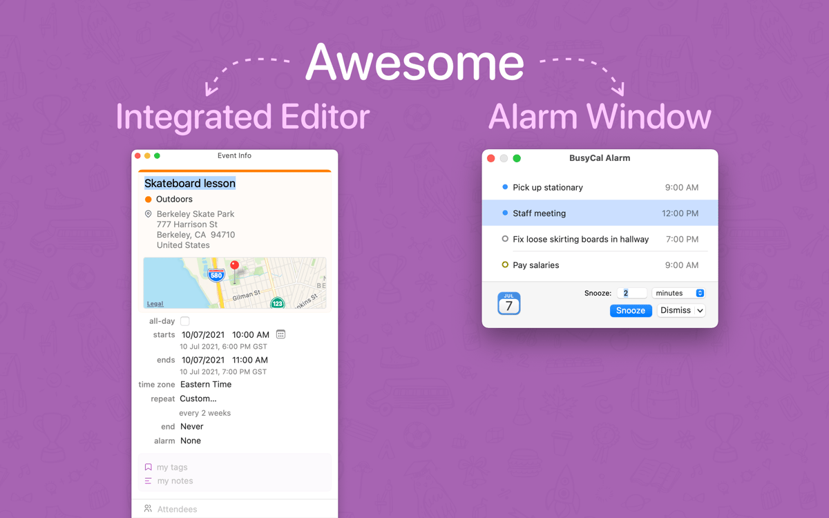 Awesome integrated editor and alarm window