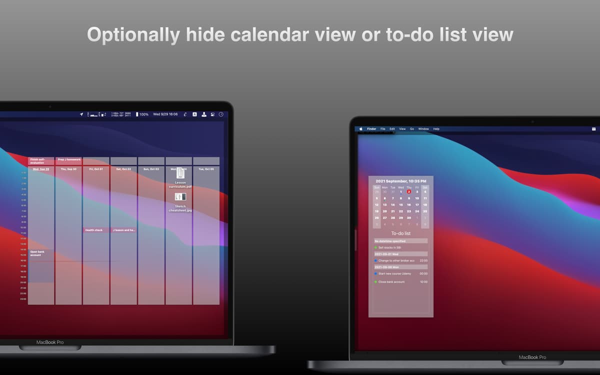Optionally hide calendar view or to-do list view